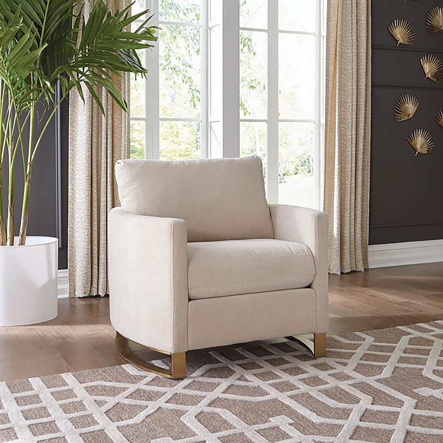  Coaster Furniture Corliss 508823 Upholstered Curved Track Arm Chair - Beige IMAGE 8