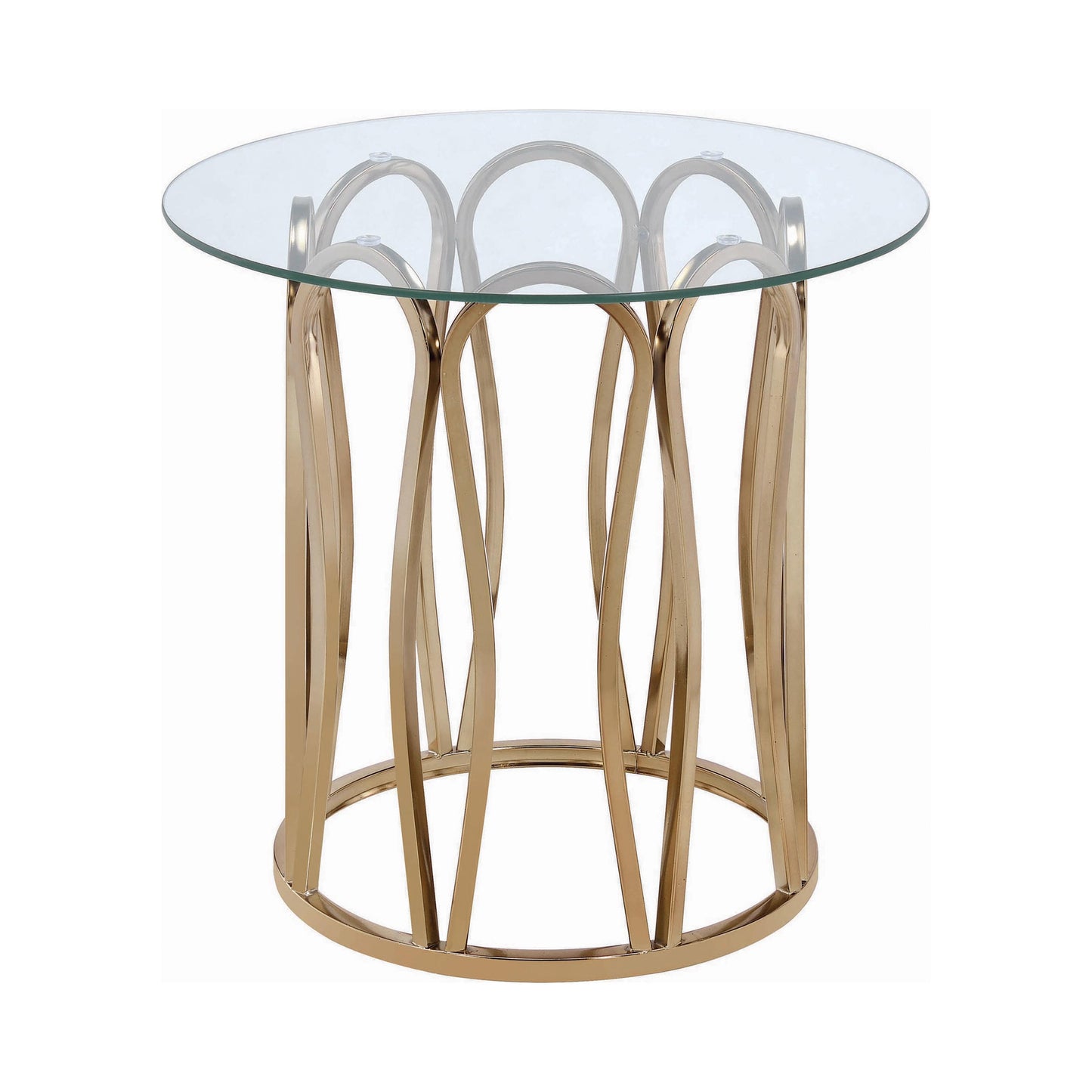Coaster Furniture Monett 708057 Round Glass Top Side End Table - Chocolate Chrome IMAGE 1