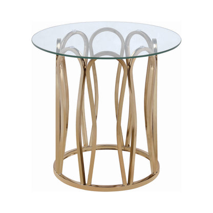 Coaster Furniture Monett 708057 Round Glass Top Side End Table - Chocolate Chrome IMAGE 1