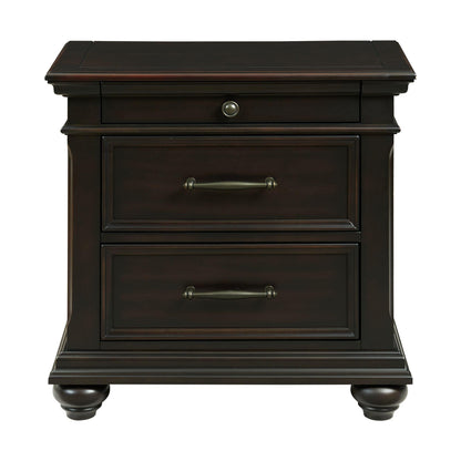 Elements International Slater SR800NS 3-Drawer Nightstand with USB Ports - Black IMAGE 2