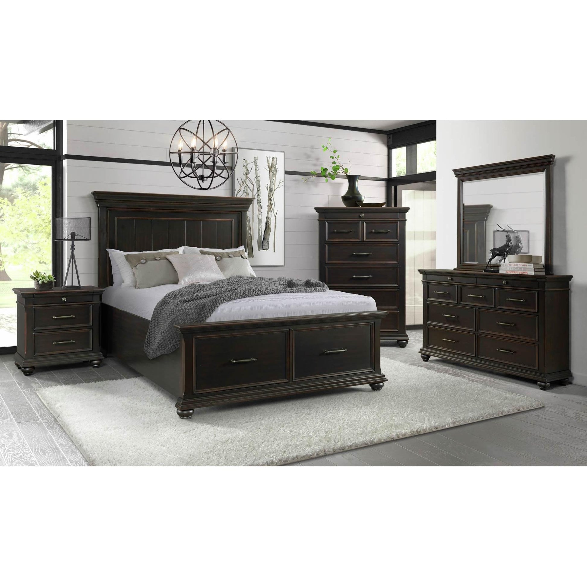 Elements International Slater SR800NS 3-Drawer Nightstand with USB Ports - Black IMAGE 9