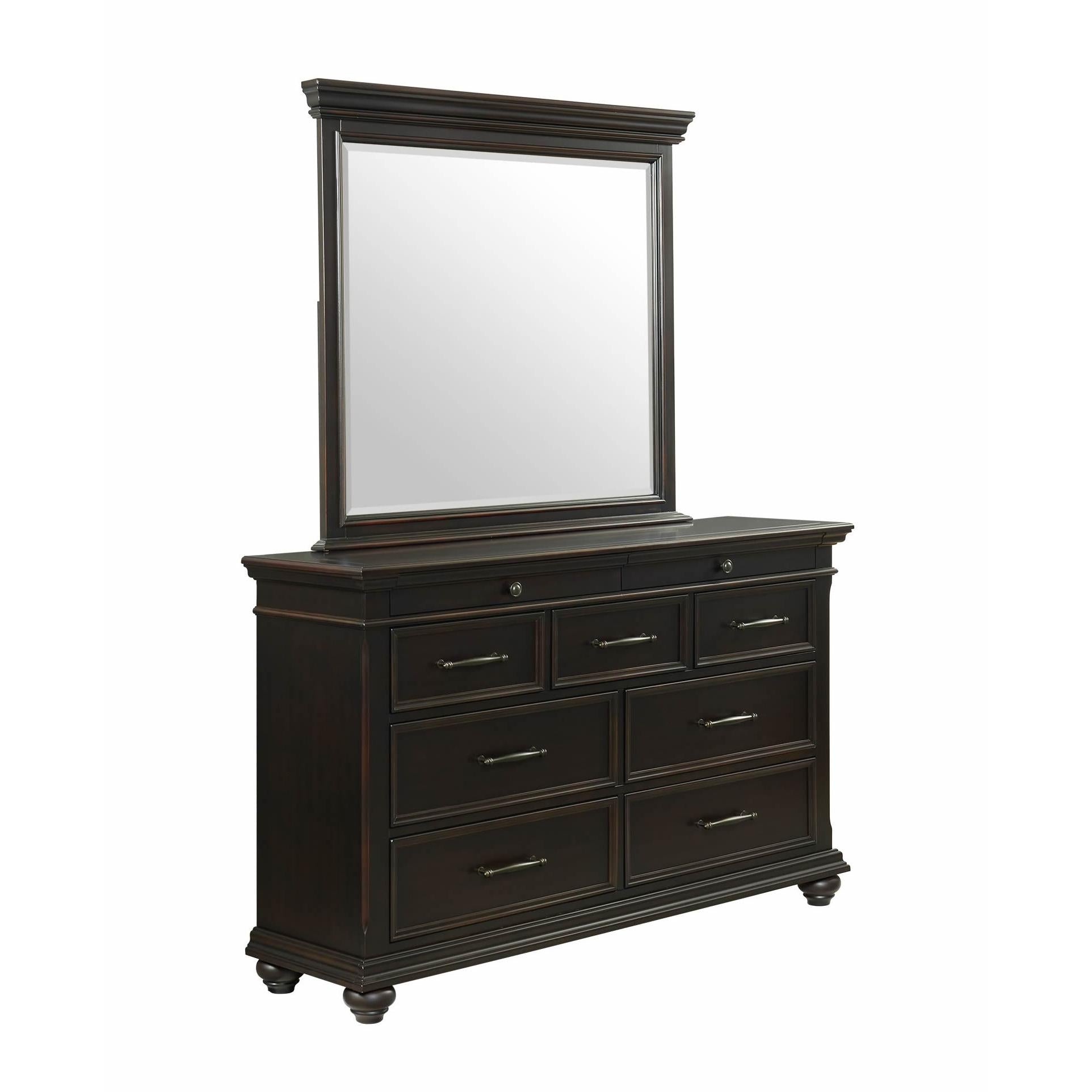 Elements International Slater SR800DRMR Dresser with Mirror - Black IMAGE 1