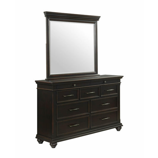 Elements International Slater SR800DRMR Dresser with Mirror - Black IMAGE 1