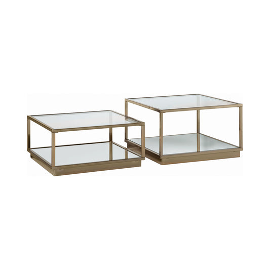 Coaster Furniture Renee 722660 2-piece Square Coffee Table Set - Rose Brass IMAGE 1