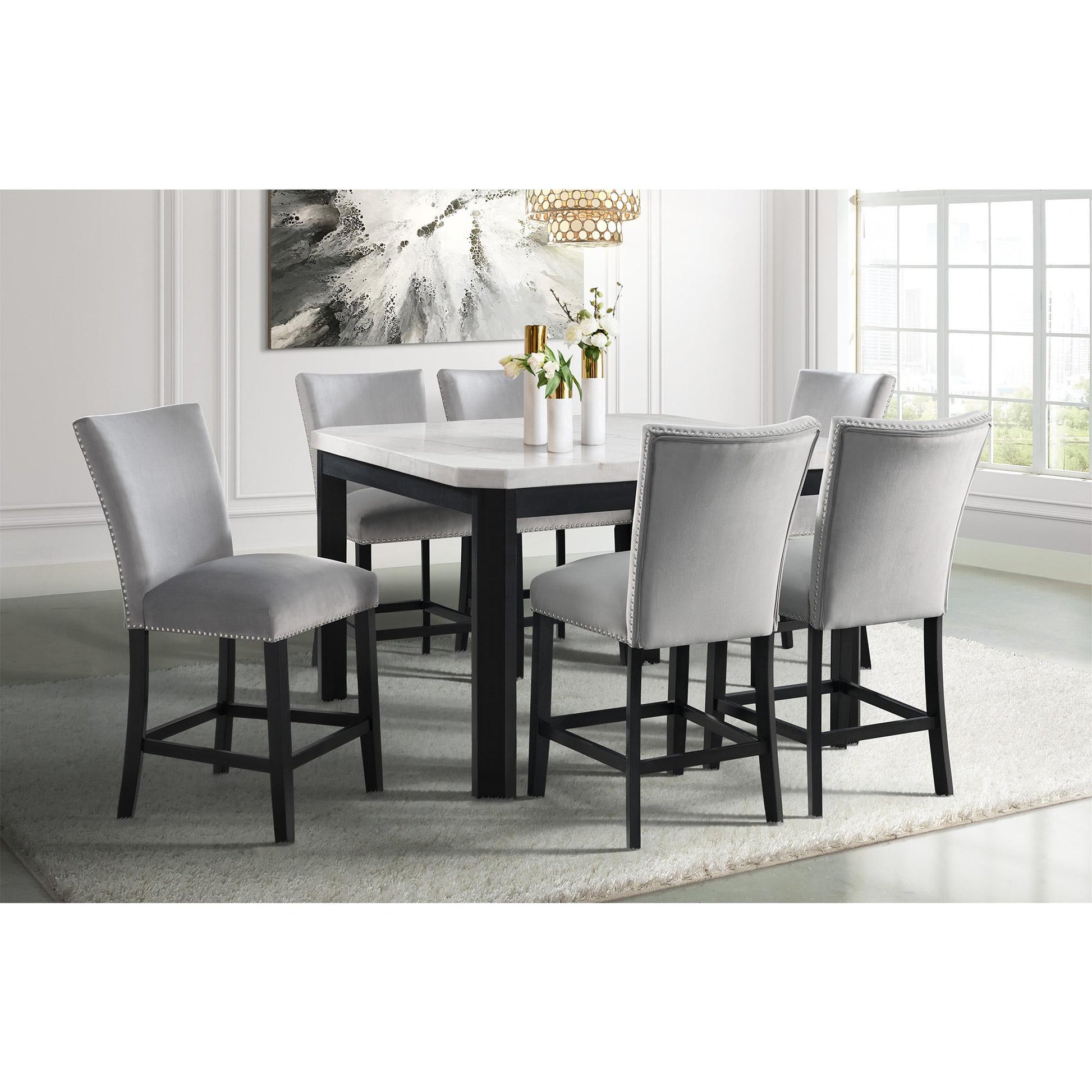 Elements International Francesca CFC300CVSC Counter Height Dining Chair - Gray IMAGE 8