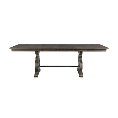 Elements International Stone DST190CDTB Counter Height Dining Table - Smokey Walnut IMAGE 2