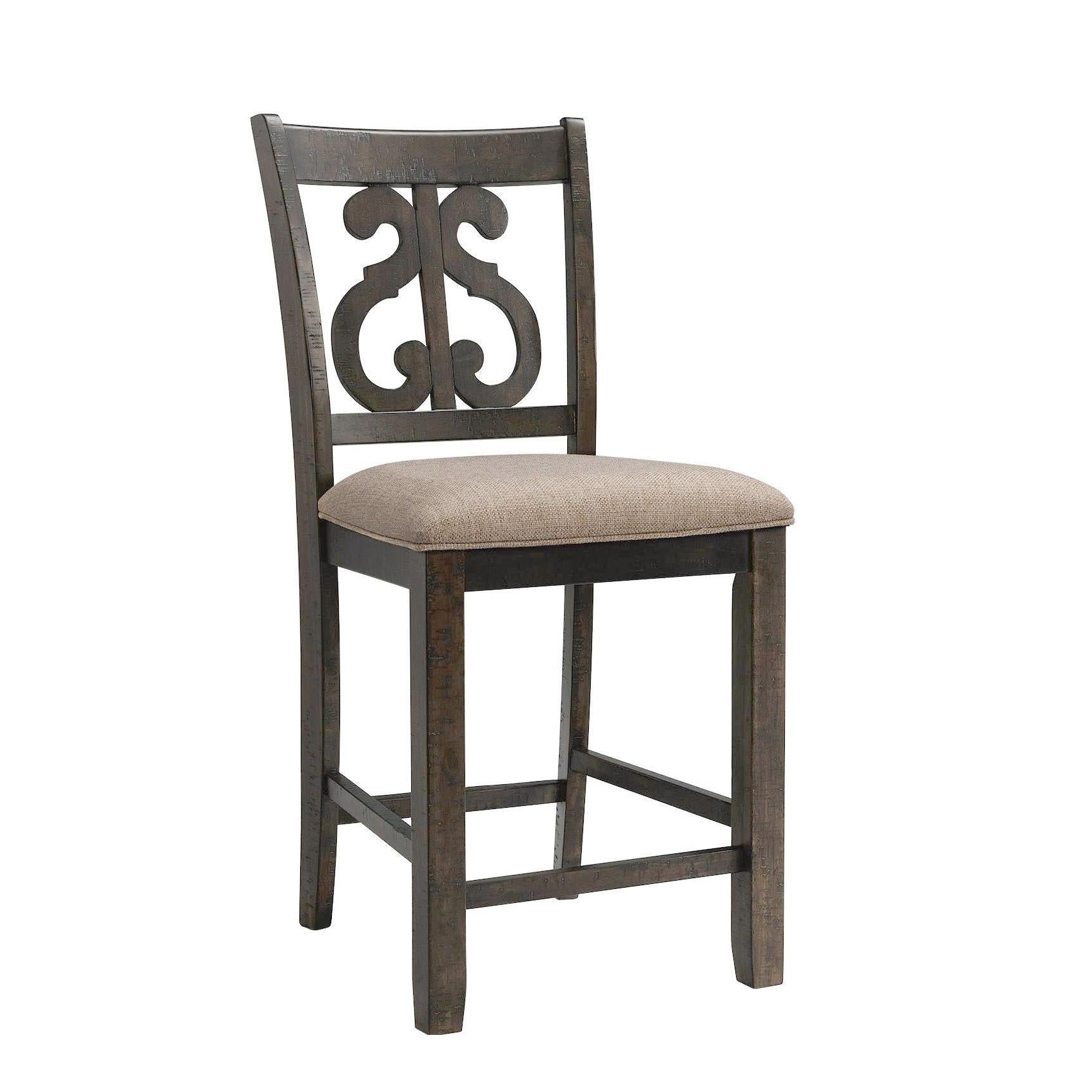 Elements International Stone DST195CSC Counter Height Chair - Smokey Walnut IMAGE 1