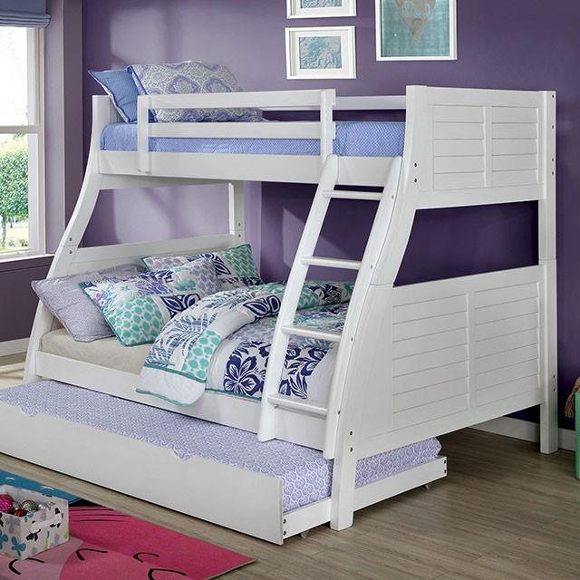 Furniture of America Hoople CM-BK963WH Twin/Full Bunk Bed IMAGE 1