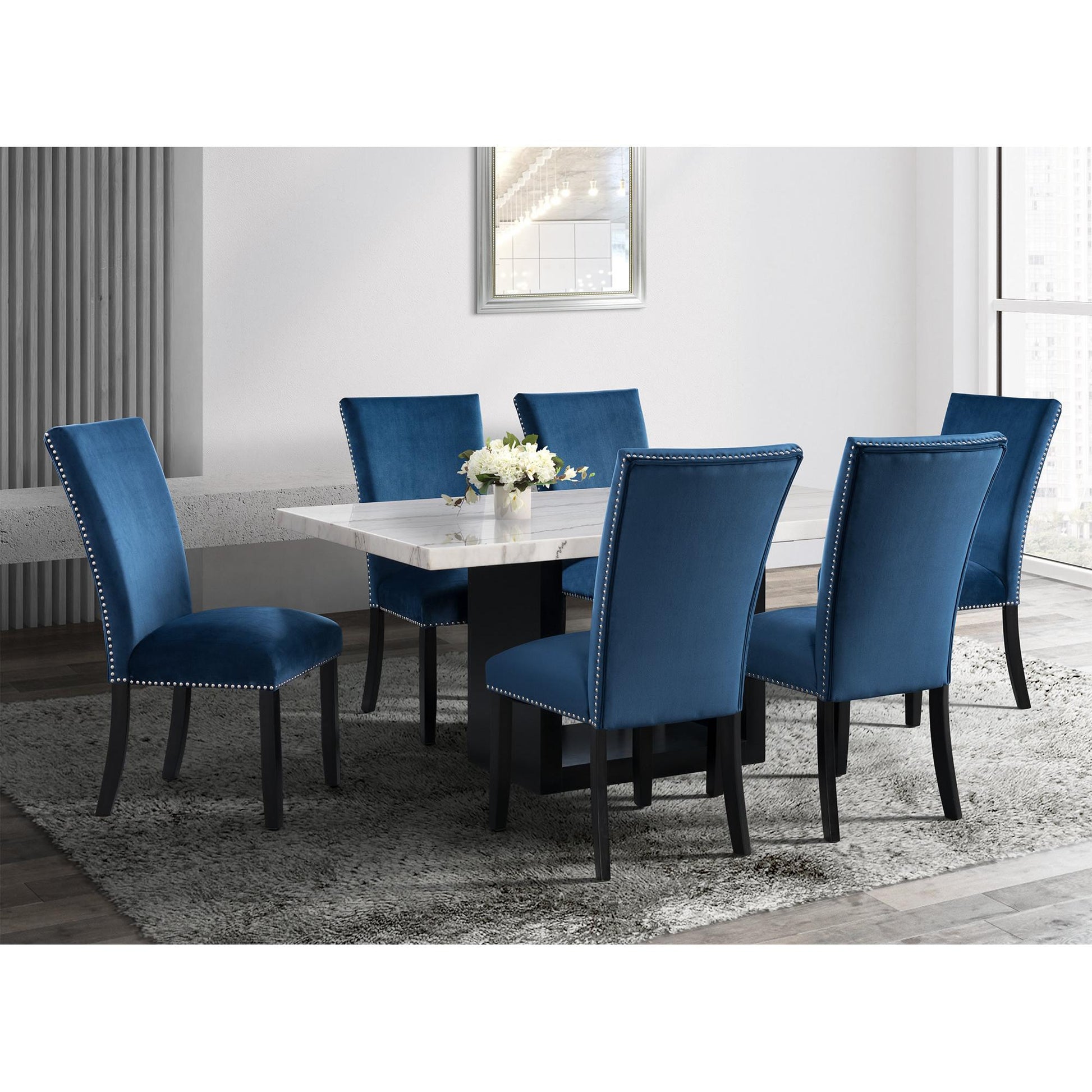 Elements International Valentino CVL500DTB Dining Table - White Marble IMAGE 7