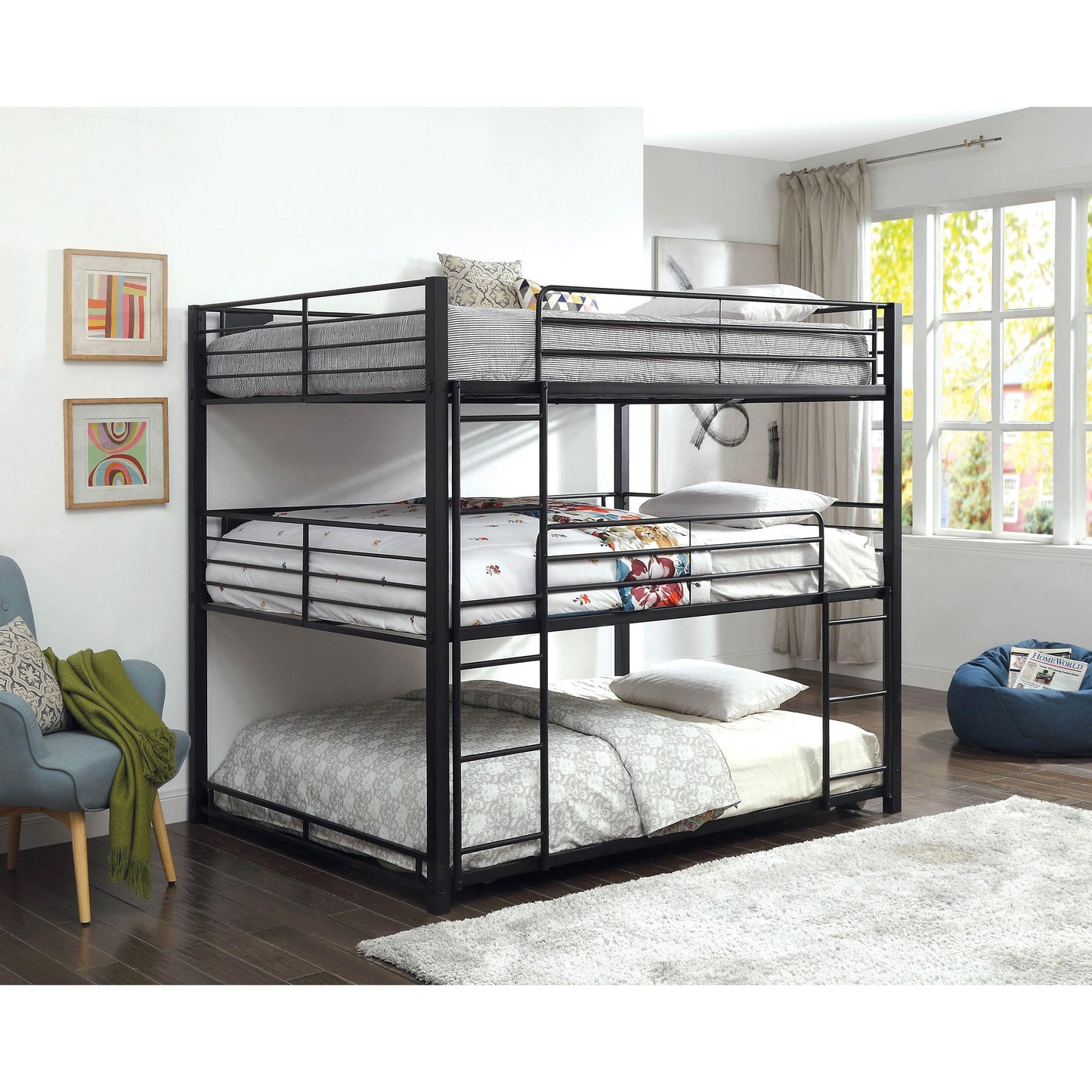  Furniture of America Olga CM-BK917Q Queen Triple Decker Bed IMAGE 2