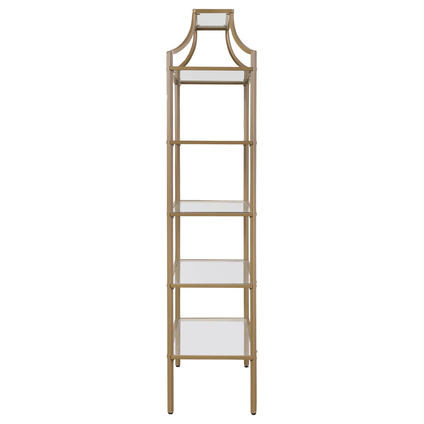 Coaster Furniture Serena 804393 70-inch 5-shelf Glass Bookshelf - Gold IMAGE 3
