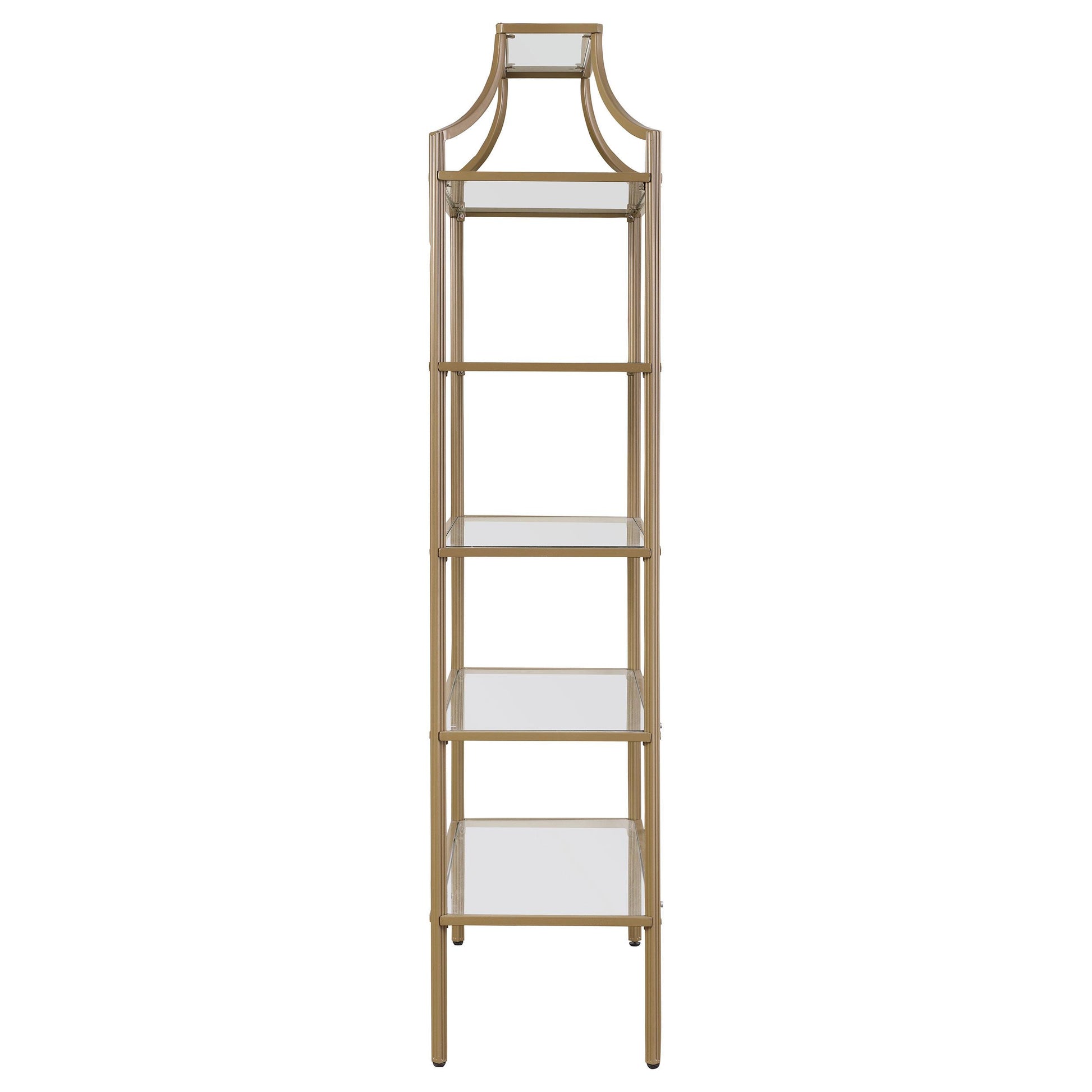 Coaster Furniture Serena 804393 70-inch 5-shelf Glass Bookshelf - Gold IMAGE 3
