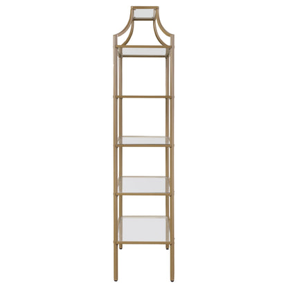 Coaster Furniture Serena 804393 70-inch 5-shelf Glass Bookshelf - Gold IMAGE 3