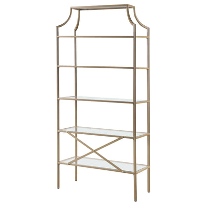 Coaster Furniture Serena 804393 70-inch 5-shelf Glass Bookshelf - Gold IMAGE 6