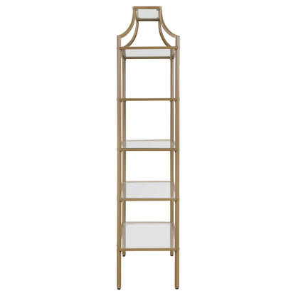 Coaster Furniture Serena 804393 70-inch 5-shelf Glass Bookshelf - Gold IMAGE 8