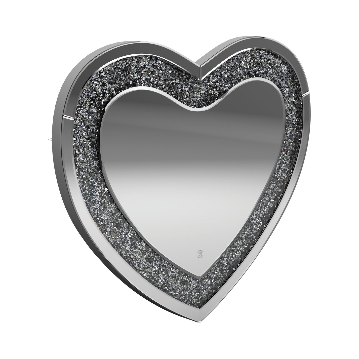  Coaster Furniture Aiko 961535 36 x 30 Inch Heart Shaped LED Light Wall Mirror - Silver IMAGE 1