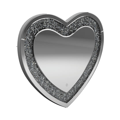  Coaster Furniture Aiko 961535 36 x 30 Inch Heart Shaped LED Light Wall Mirror - Silver IMAGE 1