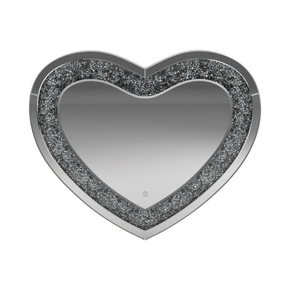  Coaster Furniture Aiko 961535 36 x 30 Inch Heart Shaped LED Light Wall Mirror - Silver IMAGE 3
