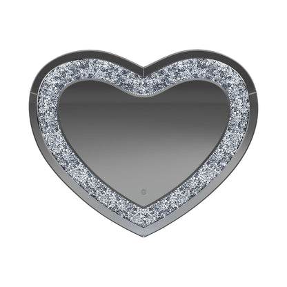  Coaster Furniture Aiko 961535 36 x 30 Inch Heart Shaped LED Light Wall Mirror - Silver IMAGE 4