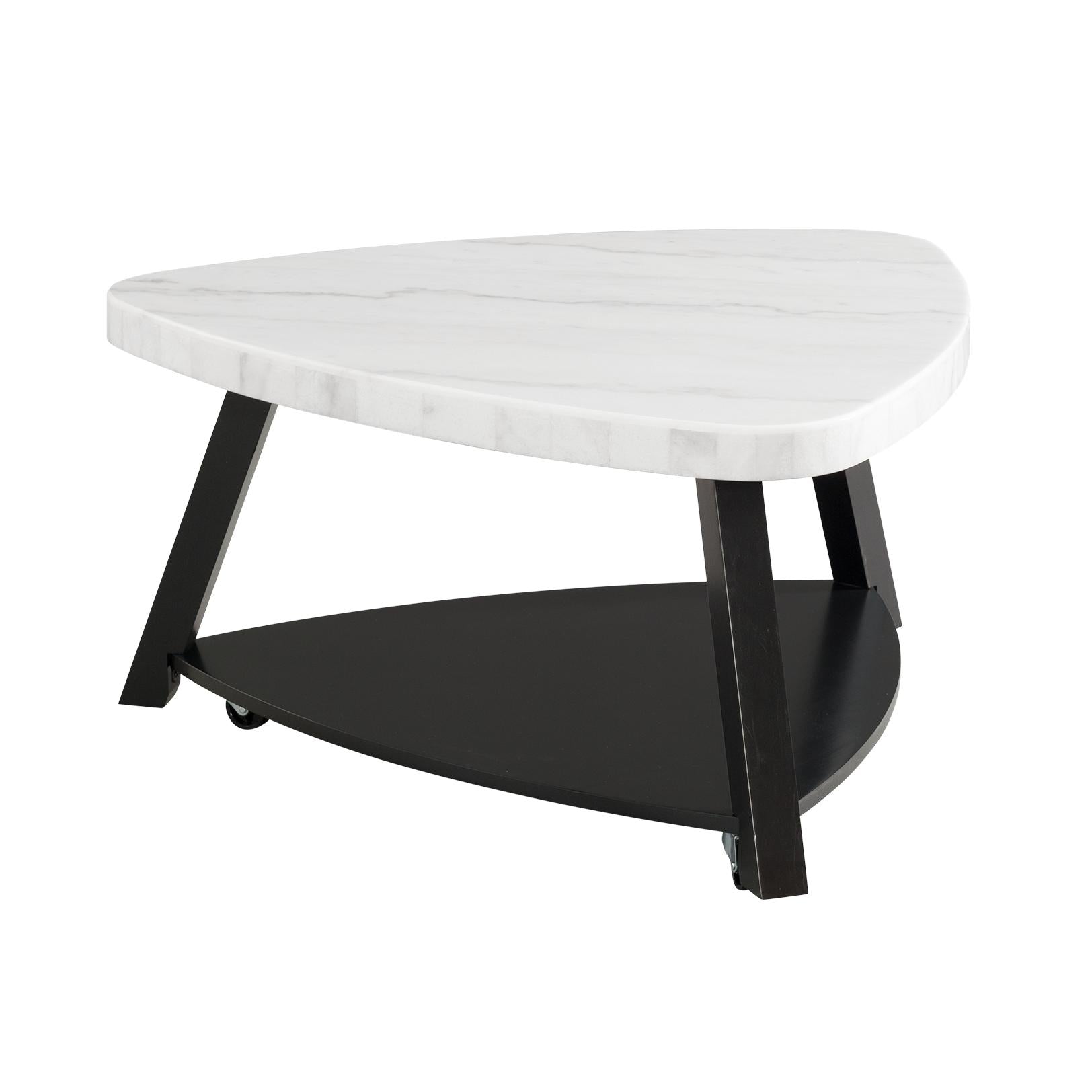  Elements International Trinity CTN100CT White Marble Top Coffee Table IMAGE 1