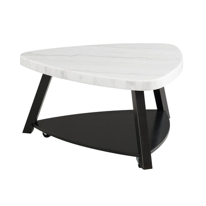  Elements International Trinity CTN100CT White Marble Top Coffee Table IMAGE 1