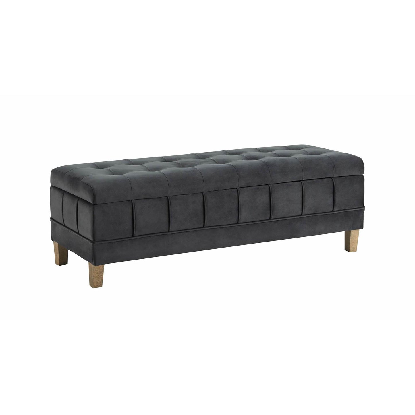Elements International Crosby Tufted Storage Ottoman - Gun Metal IMAGE 1