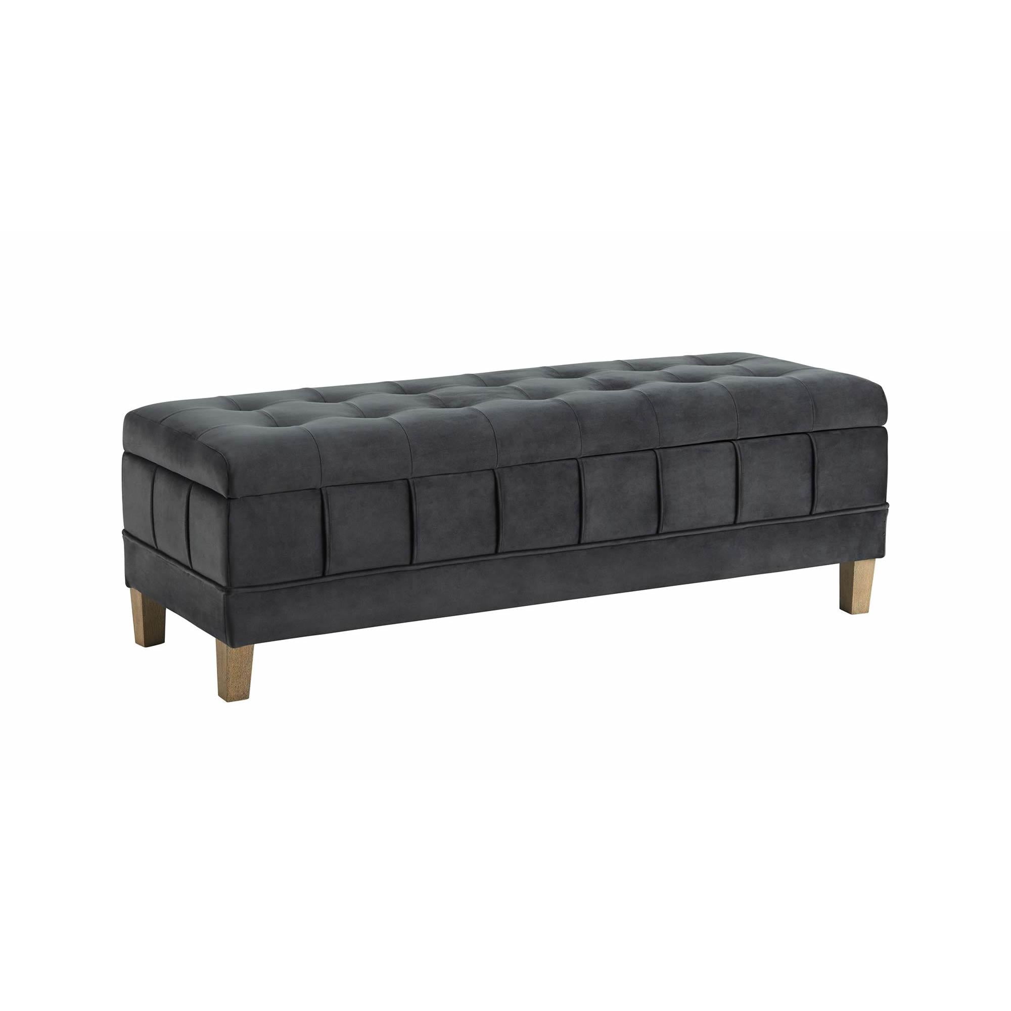 Elements International Crosby Tufted Storage Ottoman - Gun Metal IMAGE 1
