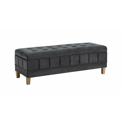 Elements International Crosby Tufted Storage Ottoman - Gun Metal IMAGE 1