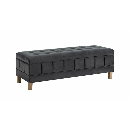 Elements International Crosby Tufted Storage Ottoman - Gun Metal IMAGE 1
