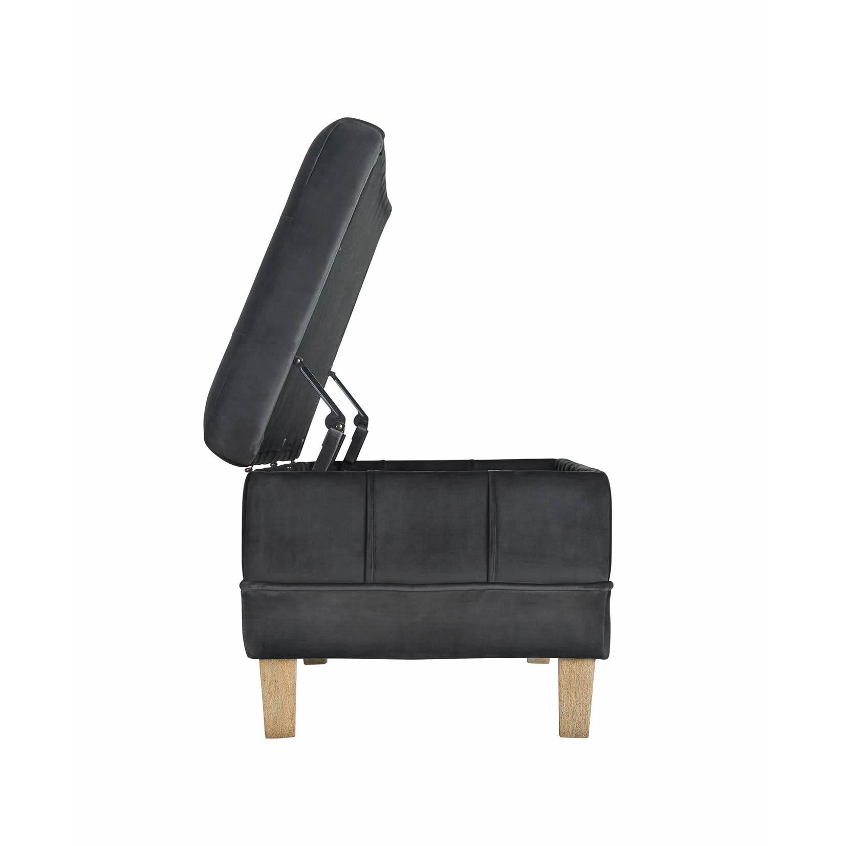 Elements International Crosby Tufted Storage Ottoman - Gun Metal IMAGE 6