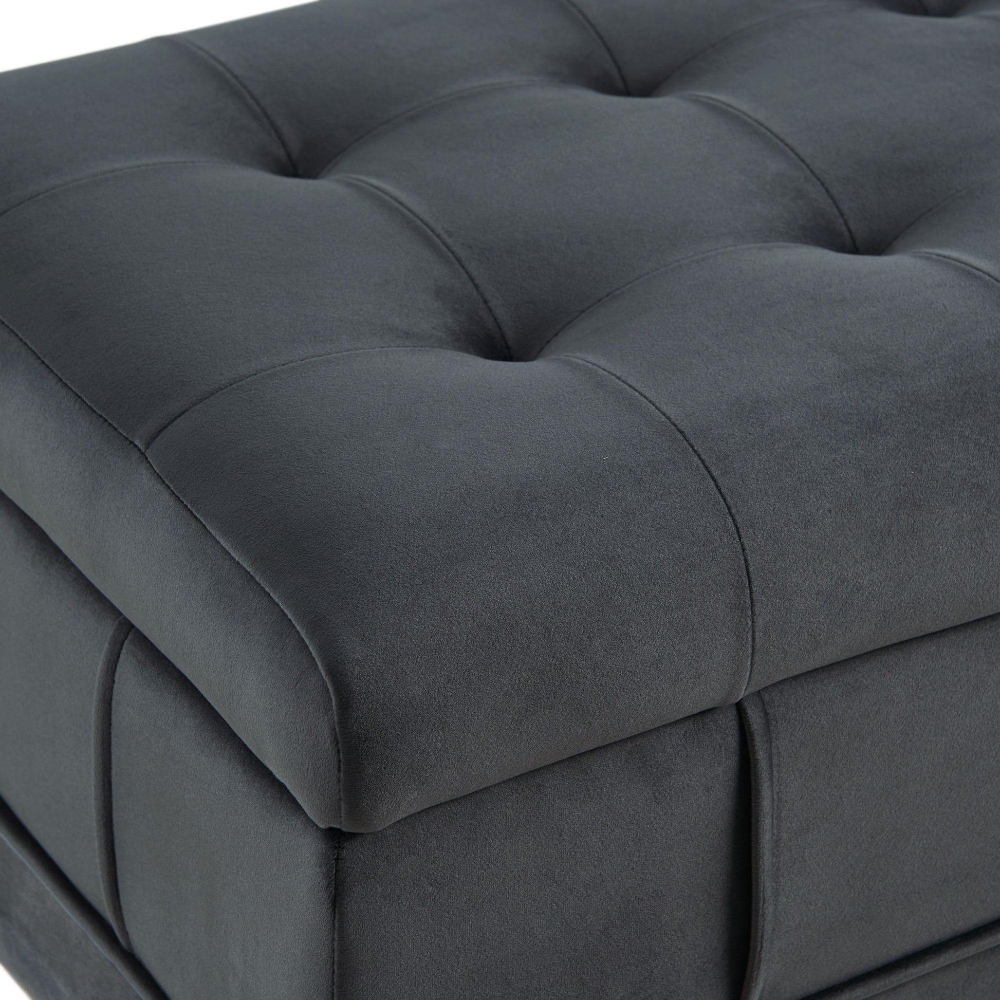 Elements International Crosby Tufted Storage Ottoman - Gun Metal IMAGE 9