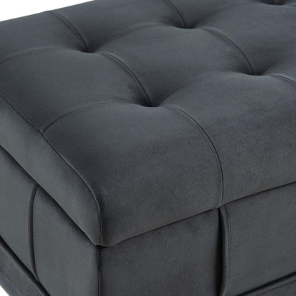 Elements International Crosby Tufted Storage Ottoman - Gun Metal IMAGE 9