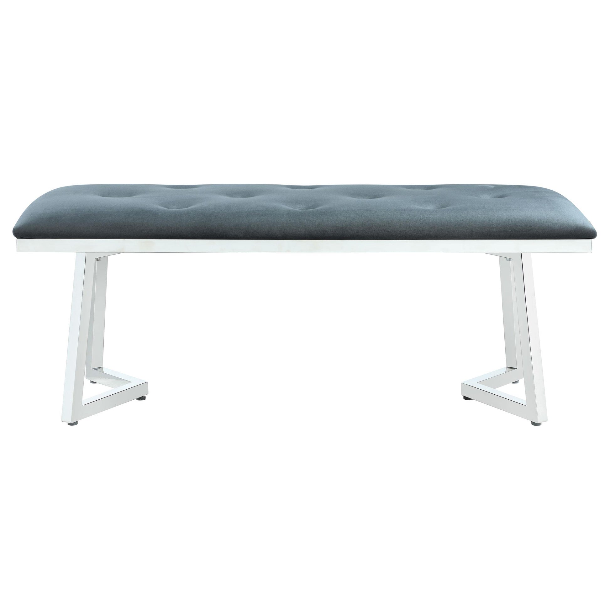 Coaster Furniture Beaufort 109453 Velvet Upholstered Dining Bench - Steel Grey IMAGE 2