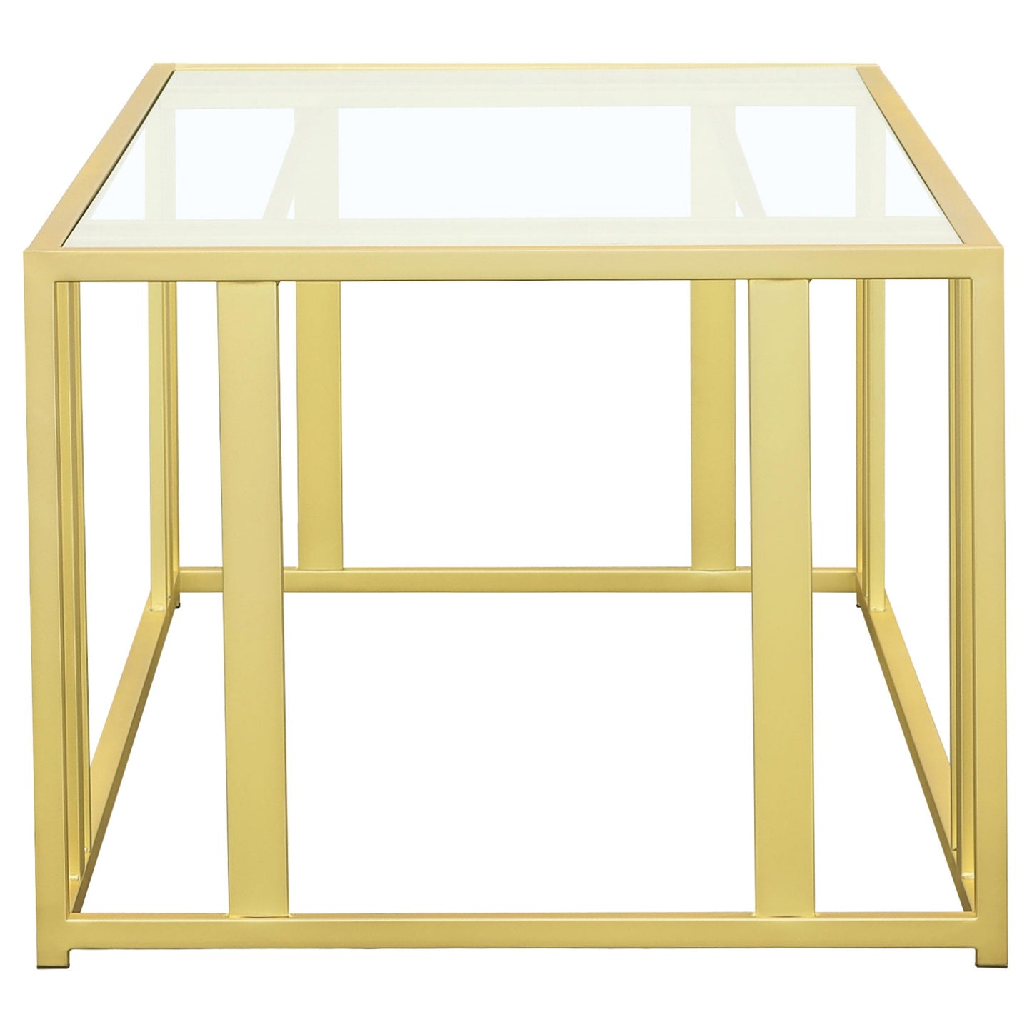 Coaster Furniture Adri 723608 Rectangular Glass Top Coffee Table - Matte Brass IMAGE 4
