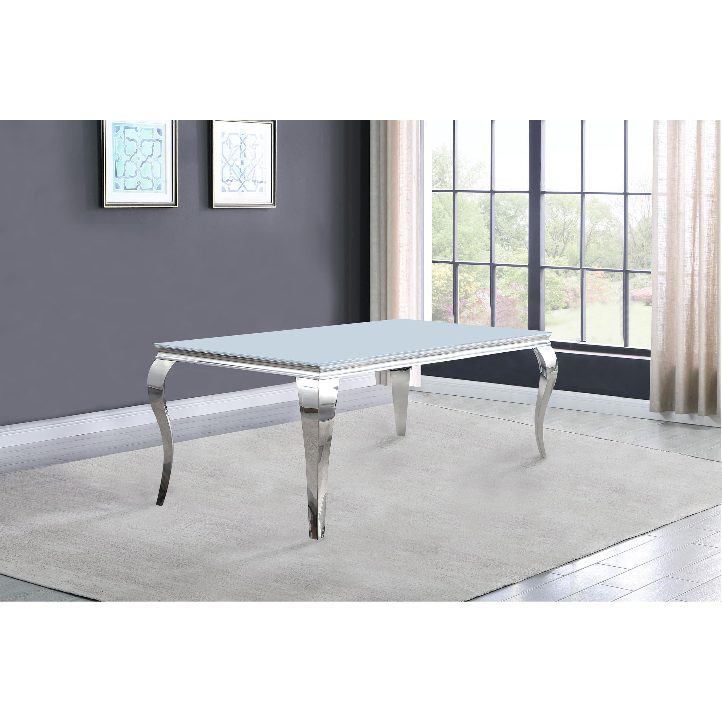  Coaster Furniture Carone 115091 Rectangular 61-inch Glass Top Dining Table - White IMAGE 1