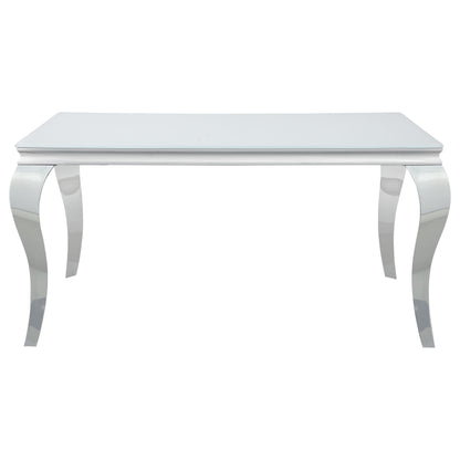  Coaster Furniture Carone 115091 Rectangular 61-inch Glass Top Dining Table - White IMAGE 3