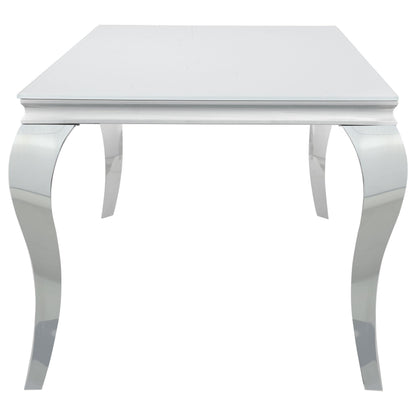  Coaster Furniture Carone 115091 Rectangular 61-inch Glass Top Dining Table - White IMAGE 4