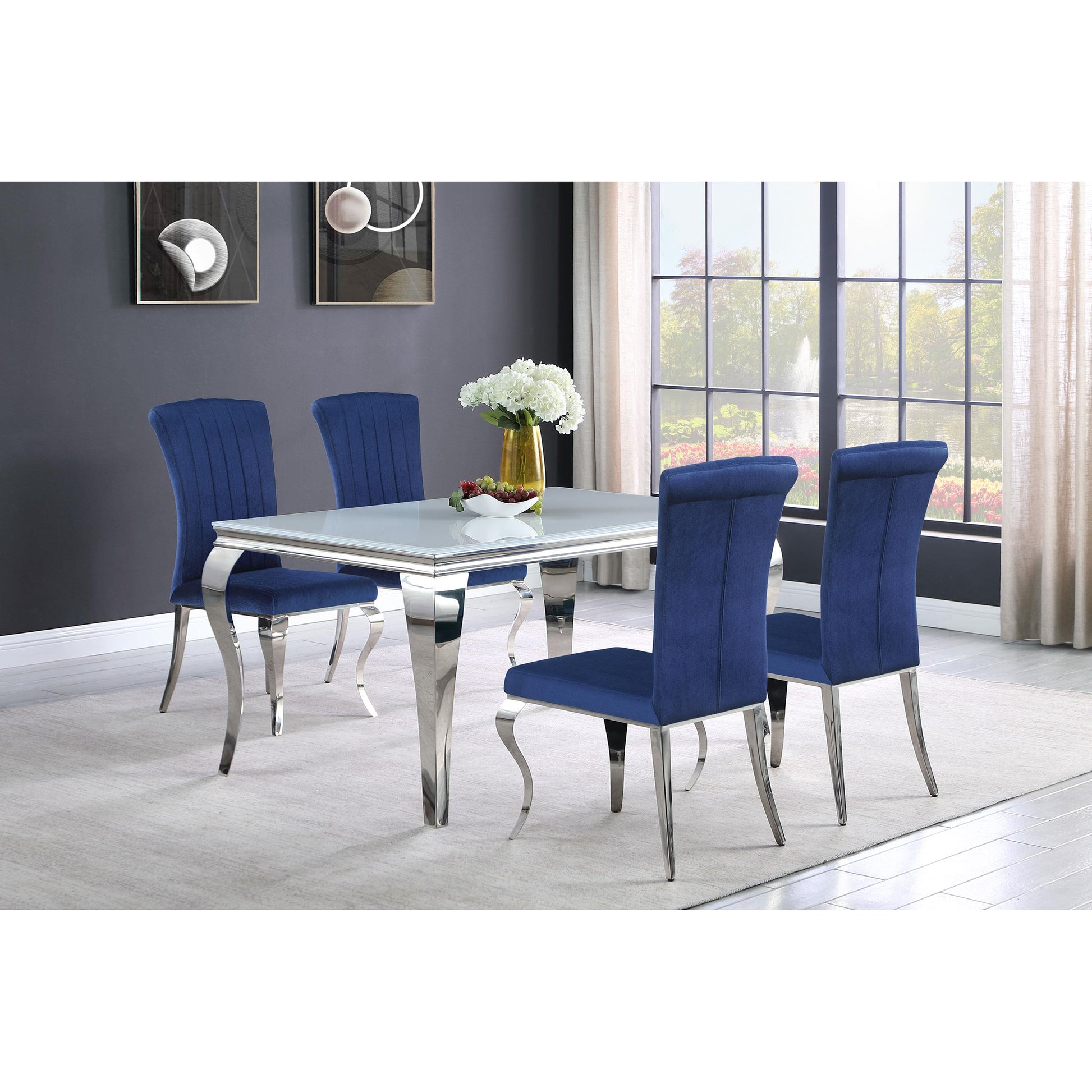  Coaster Furniture Carone 115091 Rectangular 61-inch Glass Top Dining Table - White IMAGE 8