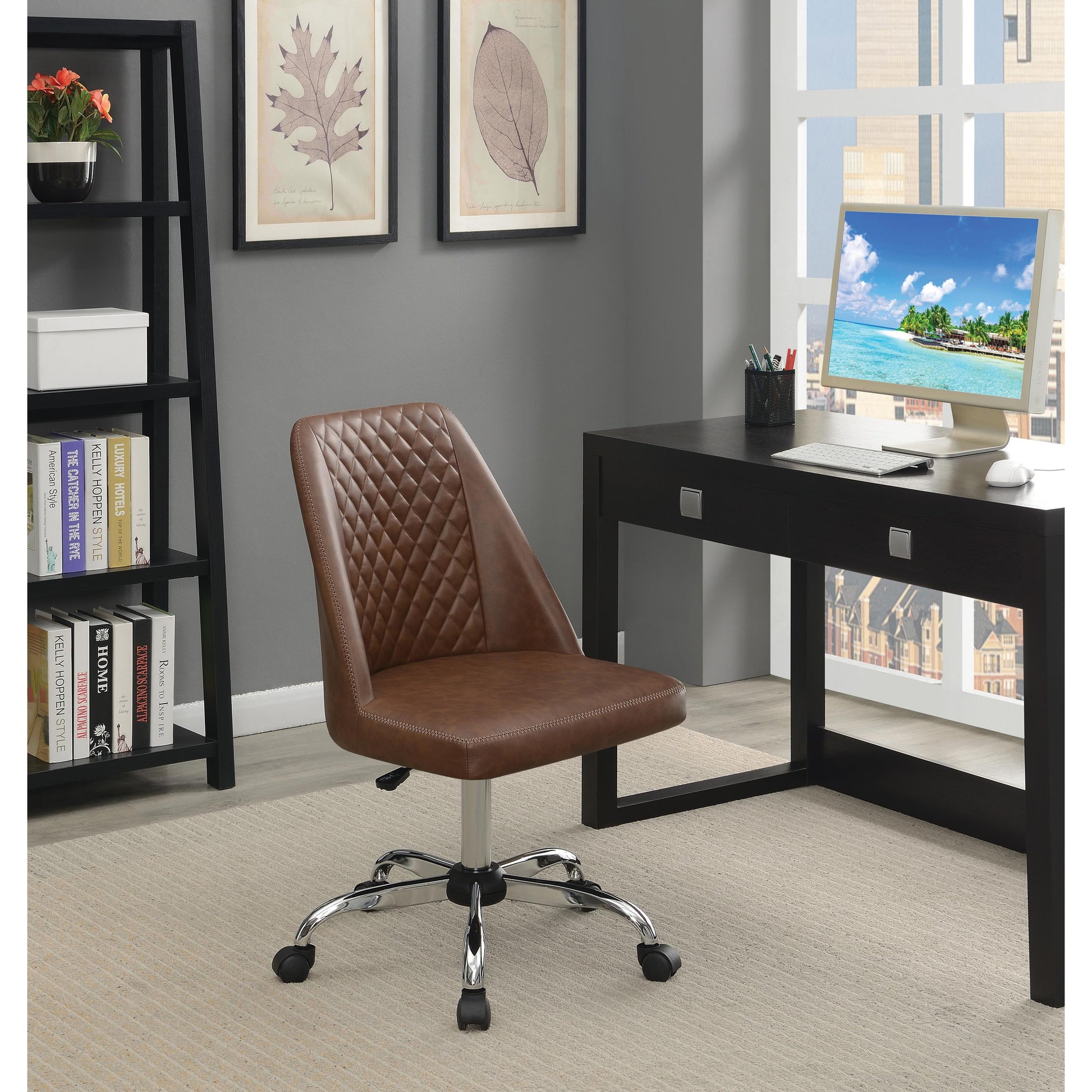 Coaster Furniture Althea 881197 Upholstered Adjustable Home Office Desk Chair - Brown IMAGE 7