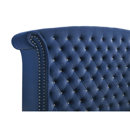 Coaster Furniture Melody 223371Q Upholstered Queen Wingback Bed - Pacific Blue IMAGE 2