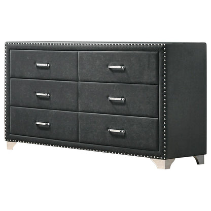 Coaster Furniture Melody 223383 6-Drawer Upholstered Dresser - Grey IMAGE 1