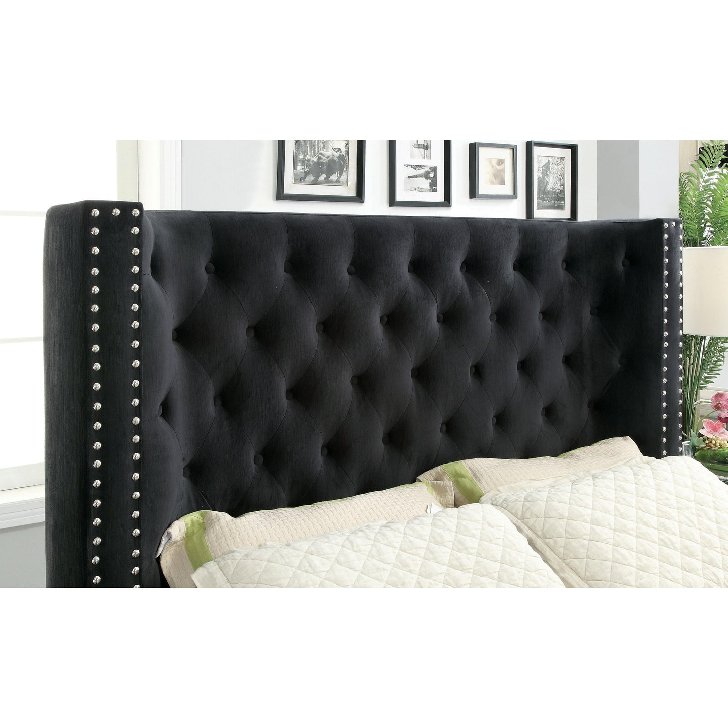  Furniture of America Mirabelle King Upholstered Panel Bed CM7679BK-EK-VN IMAGE 2