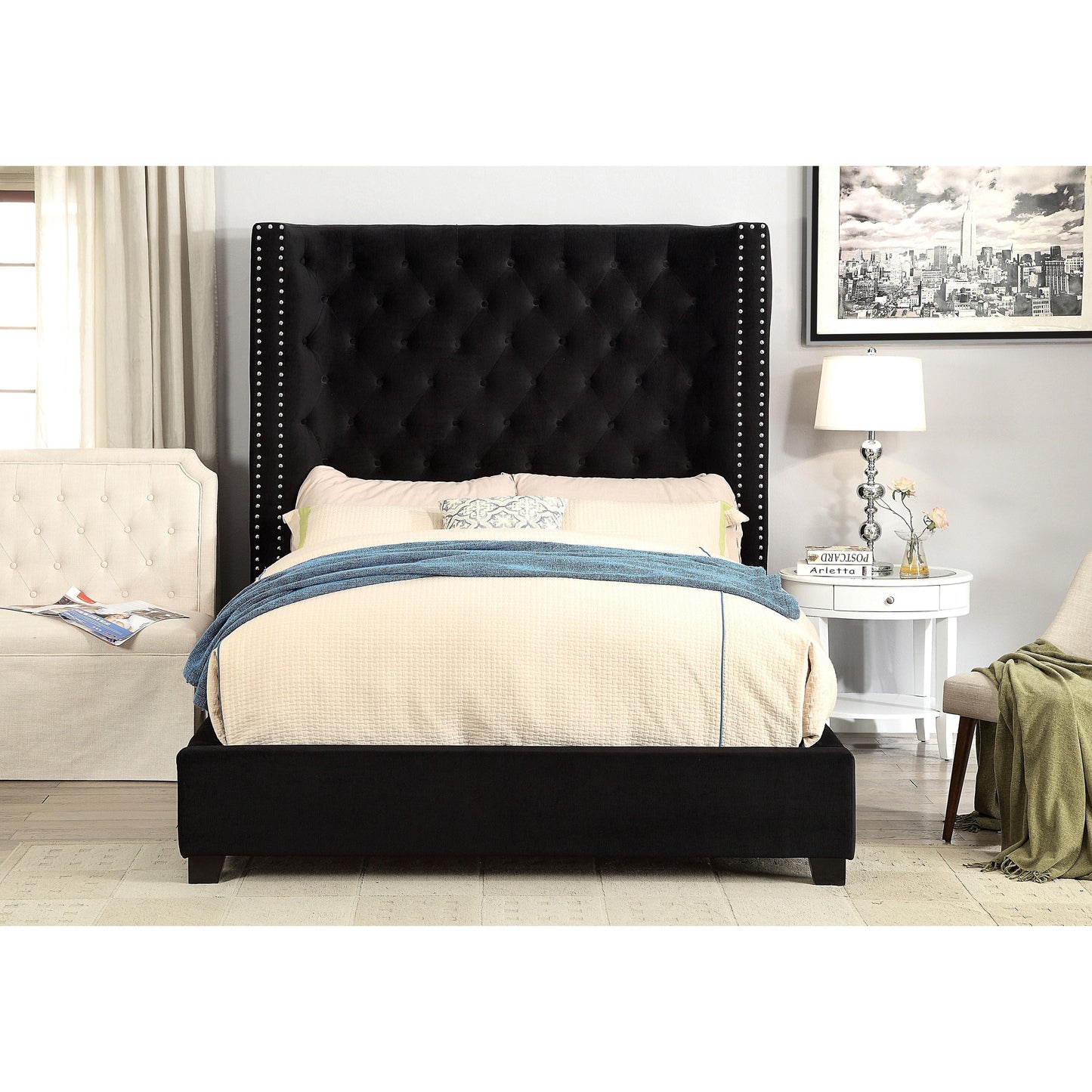  Furniture of America Mirabelle King Upholstered Panel Bed CM7679BK-EK-VN IMAGE 5