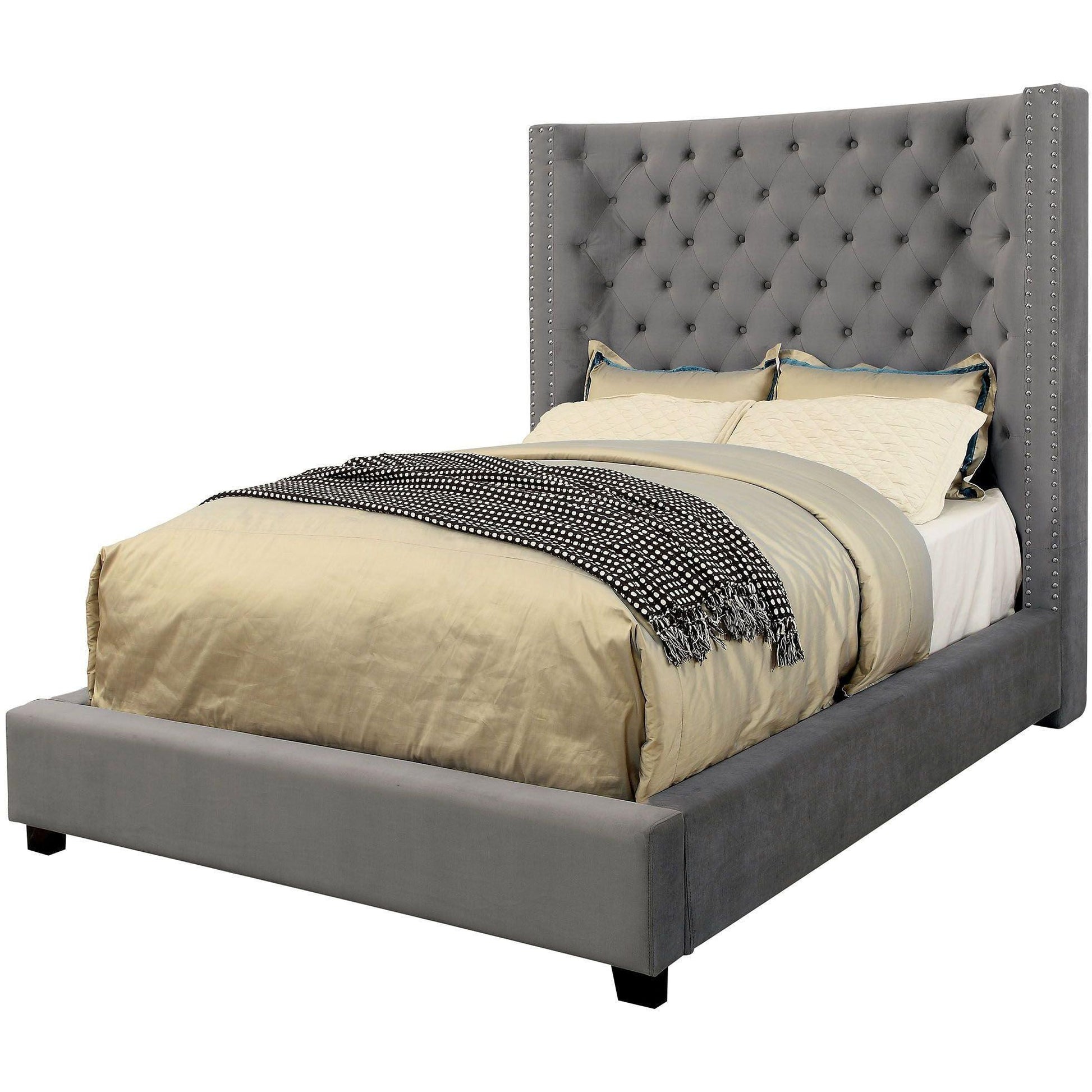  Furniture of America Mirabelle King Upholstered Panel Bed CM7679GY-EK-VN IMAGE 1