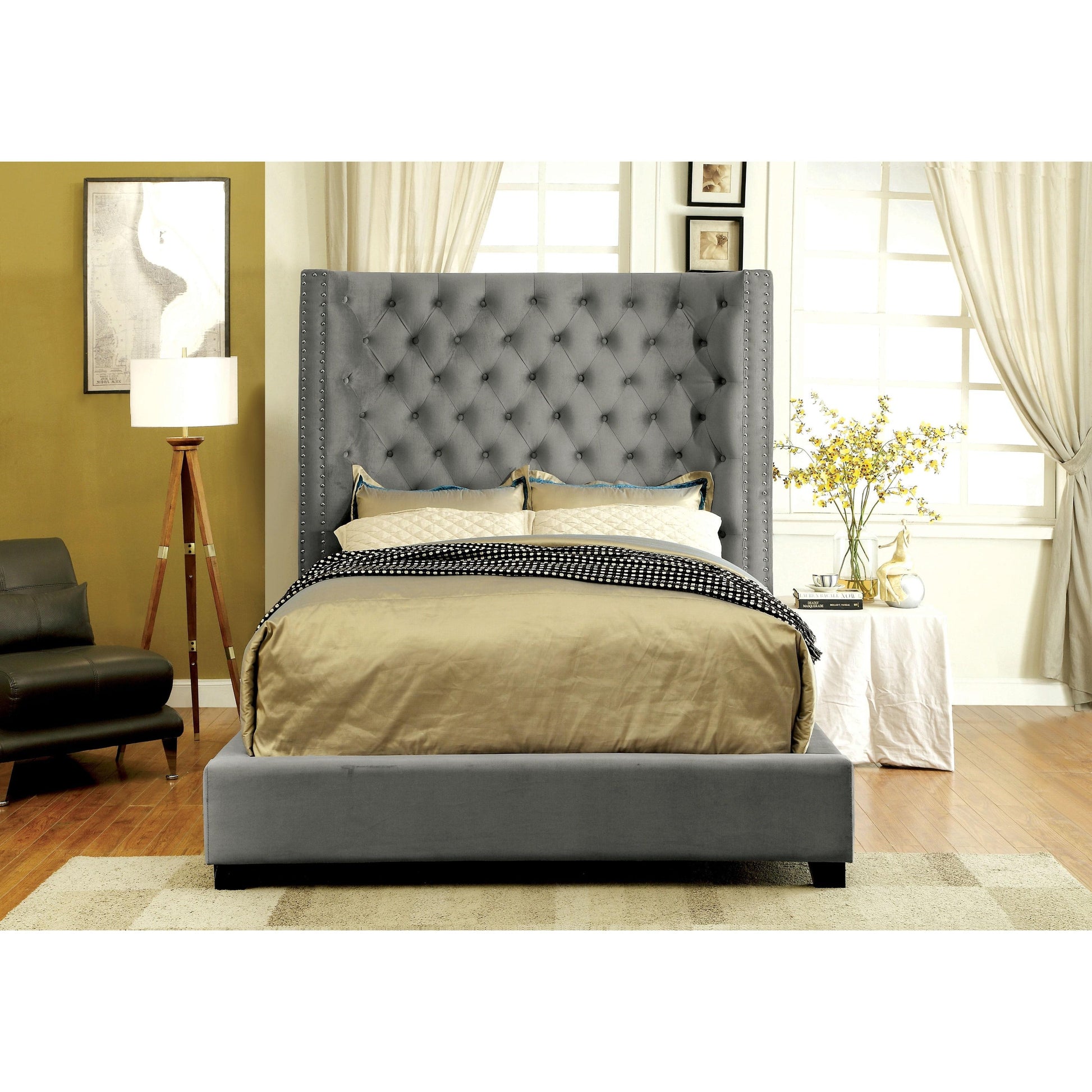  Furniture of America Mirabelle King Upholstered Panel Bed CM7679GY-EK-VN IMAGE 4