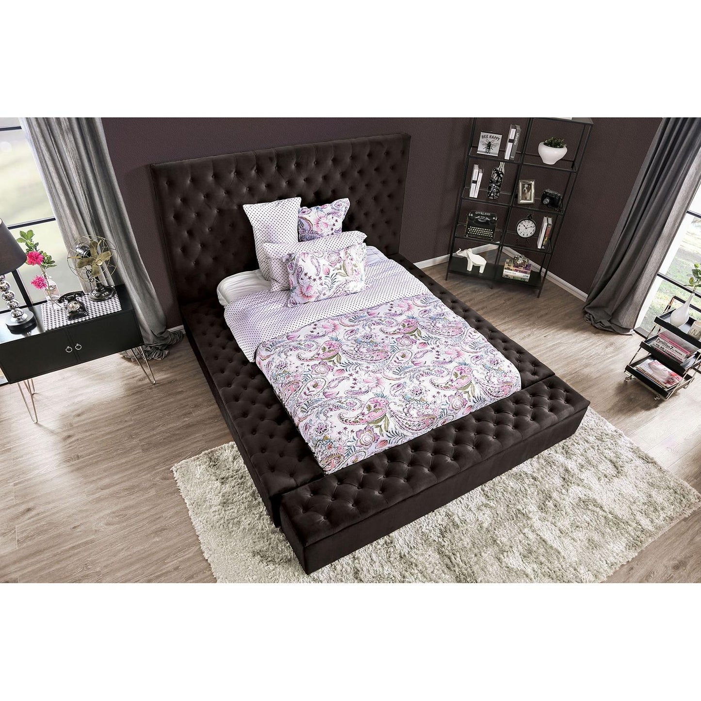  Furniture of America Davida California King Upholstered Platform Bed with Storage CM7897BK-CK-BED IMAGE 3