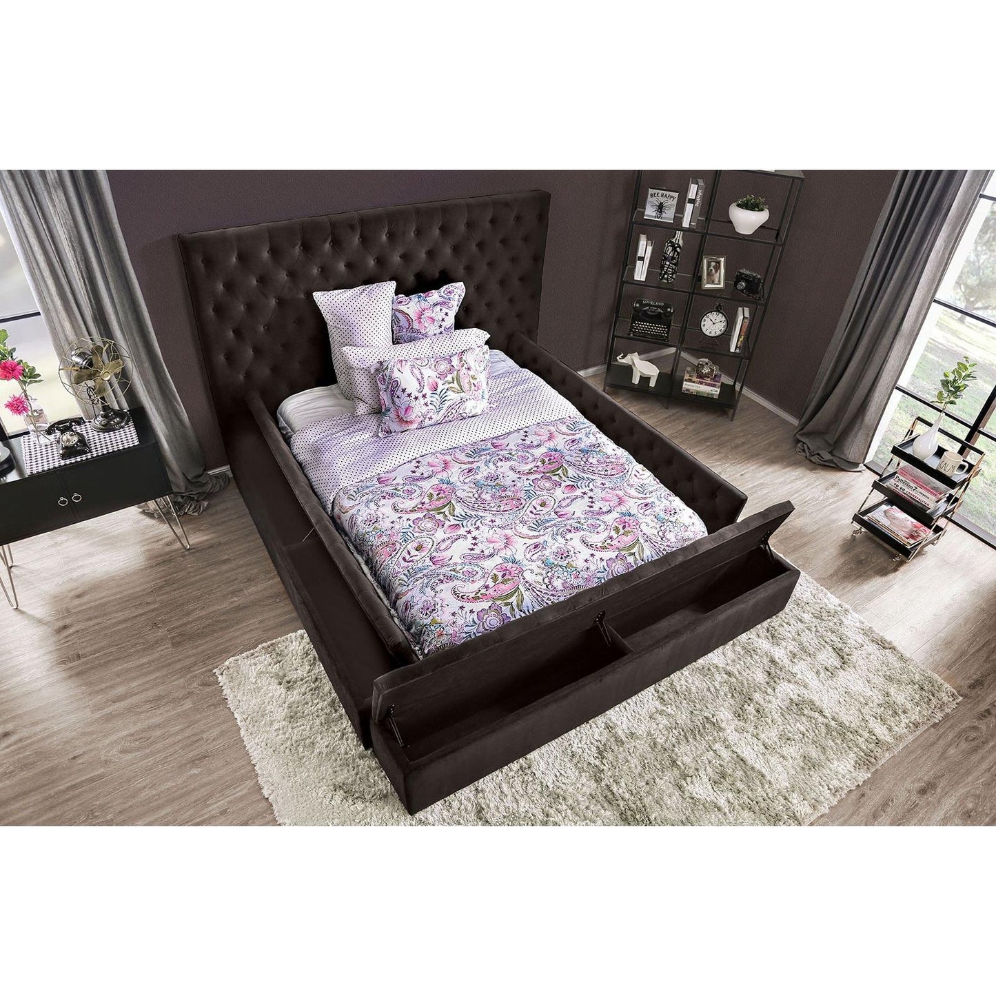  Furniture of America Davida California King Upholstered Platform Bed with Storage CM7897BK-CK-BED IMAGE 4