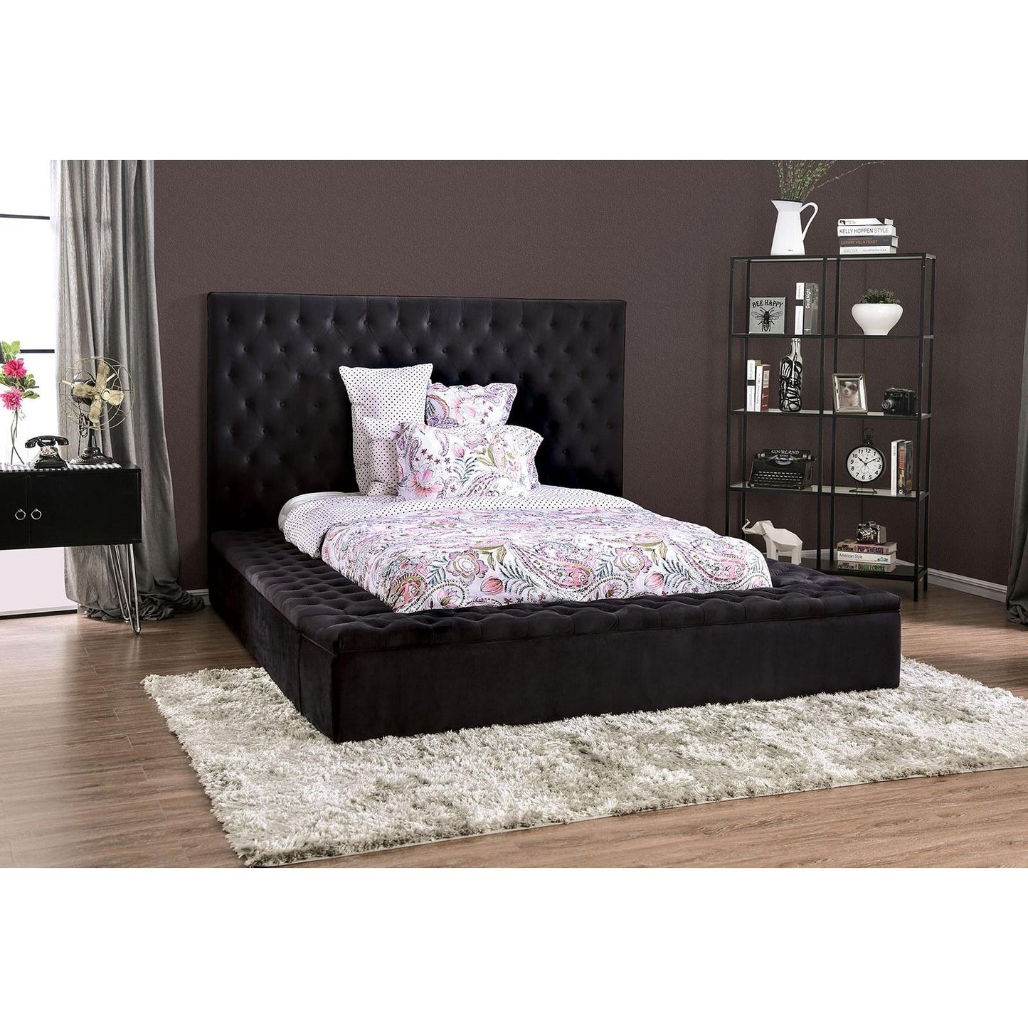  Furniture of America Davida Queen Upholstered Platform Bed with Storage CM7897BK-Q-BED IMAGE 2