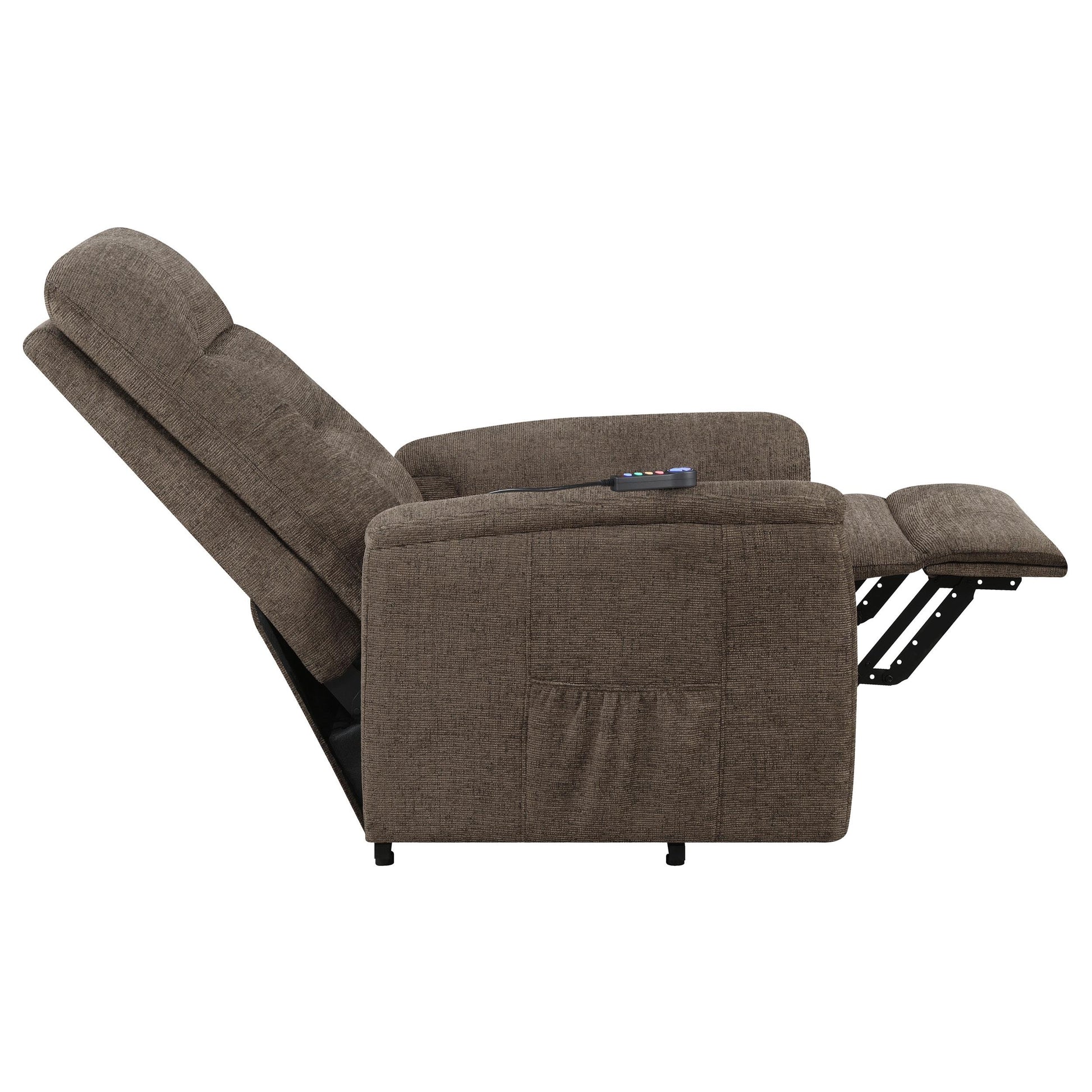  Coaster Furniture Henrietta 609404P Upholstered Power Lift Massage Chair - Brown IMAGE 10