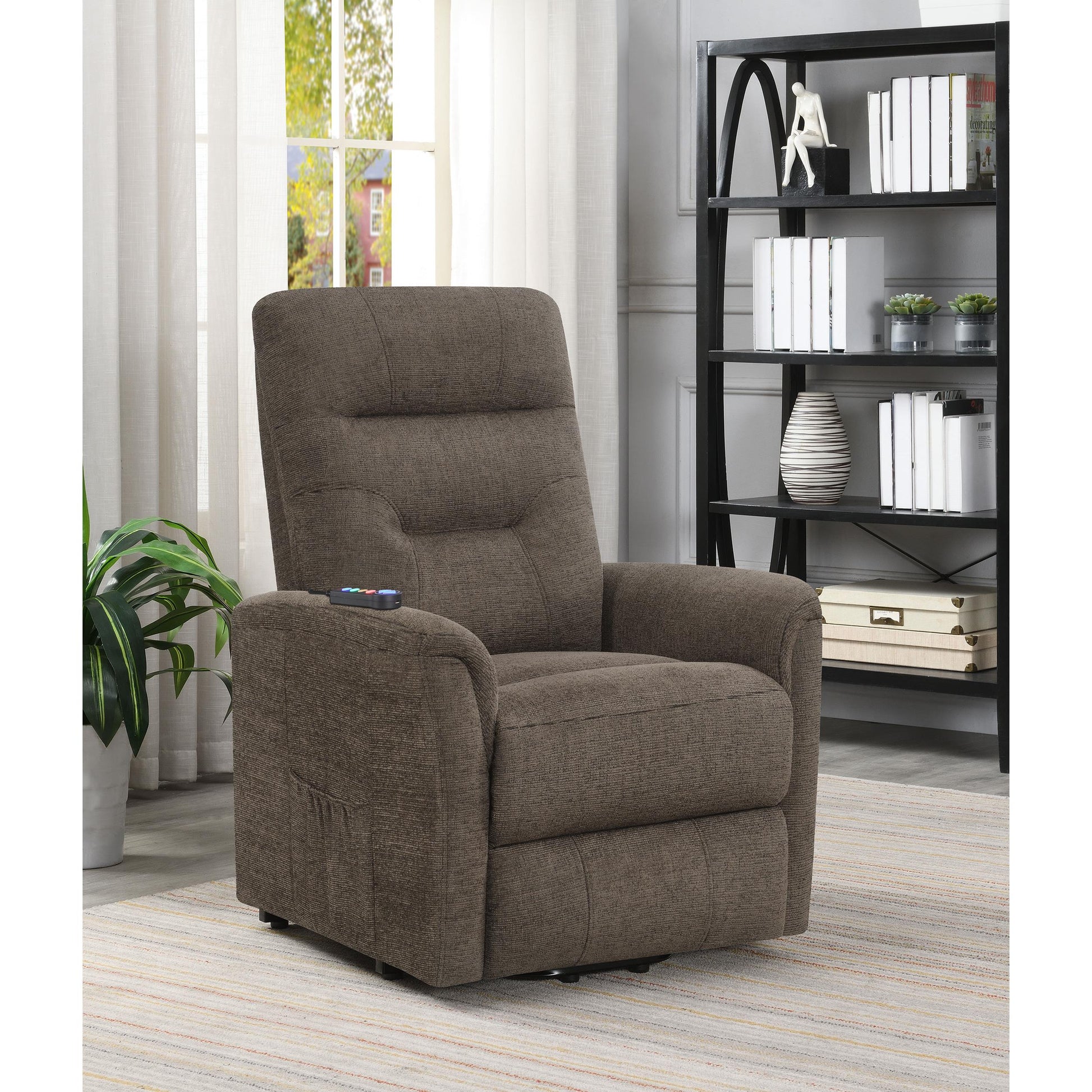 Coaster Furniture Henrietta 609404P Upholstered Power Lift Massage Chair - Brown IMAGE 11